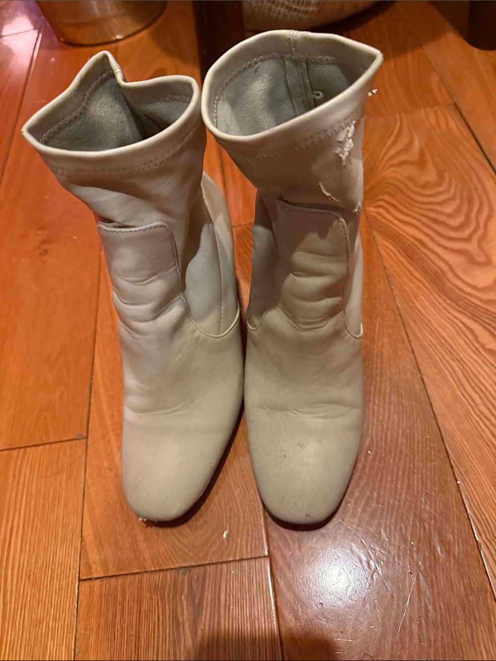 Zara Cream Mid-Calf Stretch Boots size 6